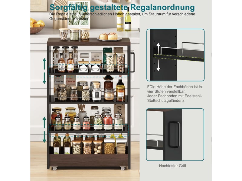  Desserte de rangement 55x20x85 cm mdf noir et marron avec 4 étagères réglables  - Conforama D