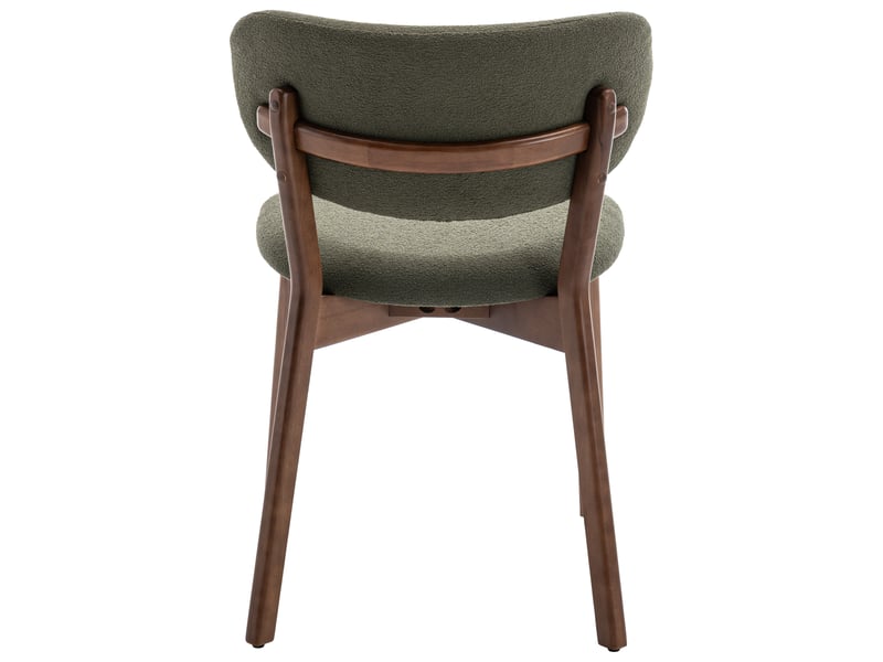  Lot de 2 chaises en bois foncé et tissu boucle vert kaki aura  - Conforama D