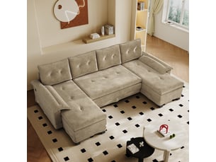 Canapé modulable u 278x127x87cm convertible lit avec usb design moderne 4 places salon spacieux  chenille camel
