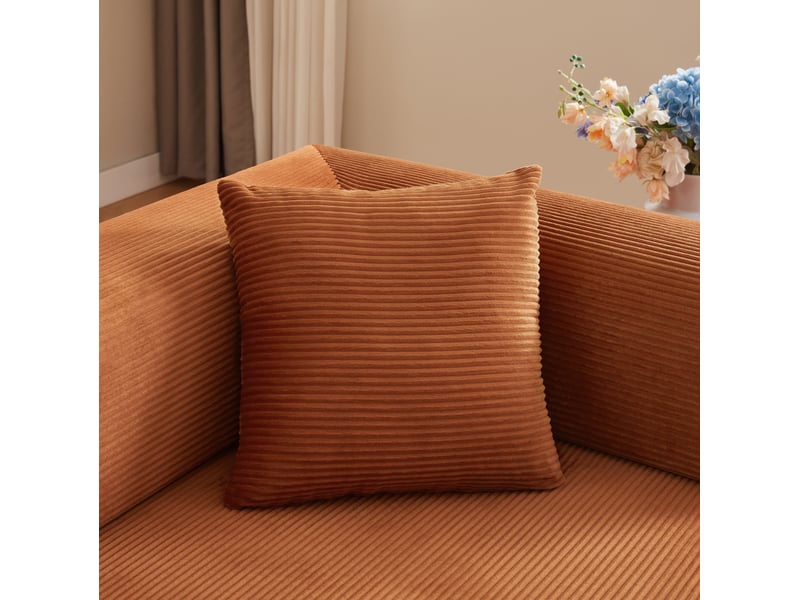  Canapé convertible 3 places 204x97x65 cm, avec 2 matelas mousse 17 cm, structure acier, velours côtelé terracotta  - Conforama D