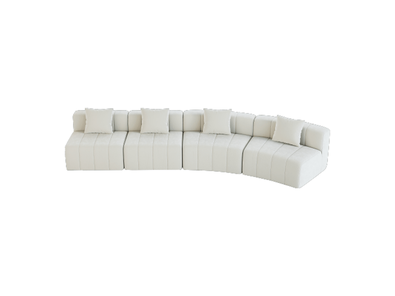 Canapé modulable chenille courbé – module semi-cercle 4 places, 2 coussins, salon, chambre, bureau, détente et sieste - Conforama A