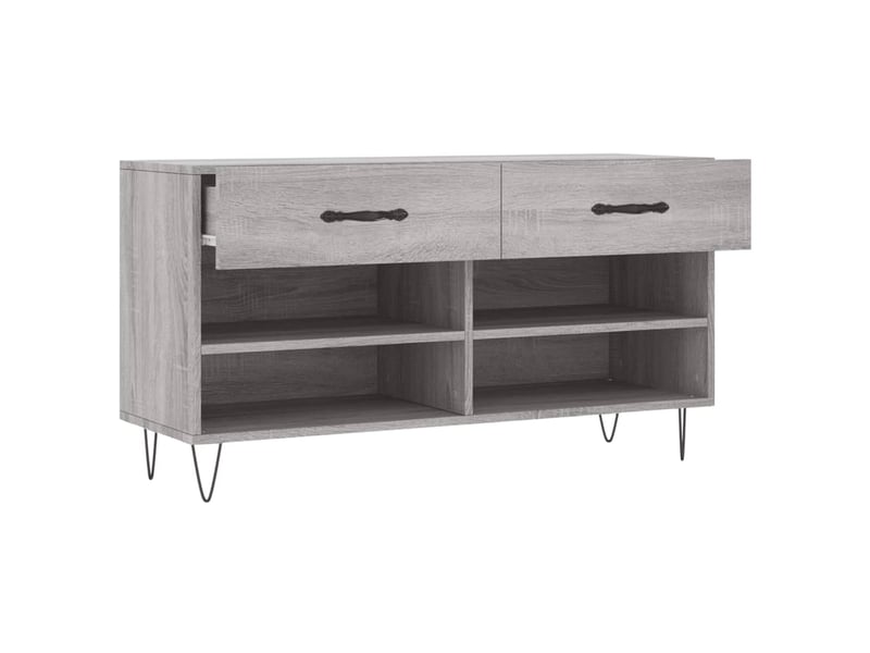  Banc à chaussures, meuble à chaussures sonoma gris 102x35x55 cm bois d'ingénierie shl62  - Conforama E