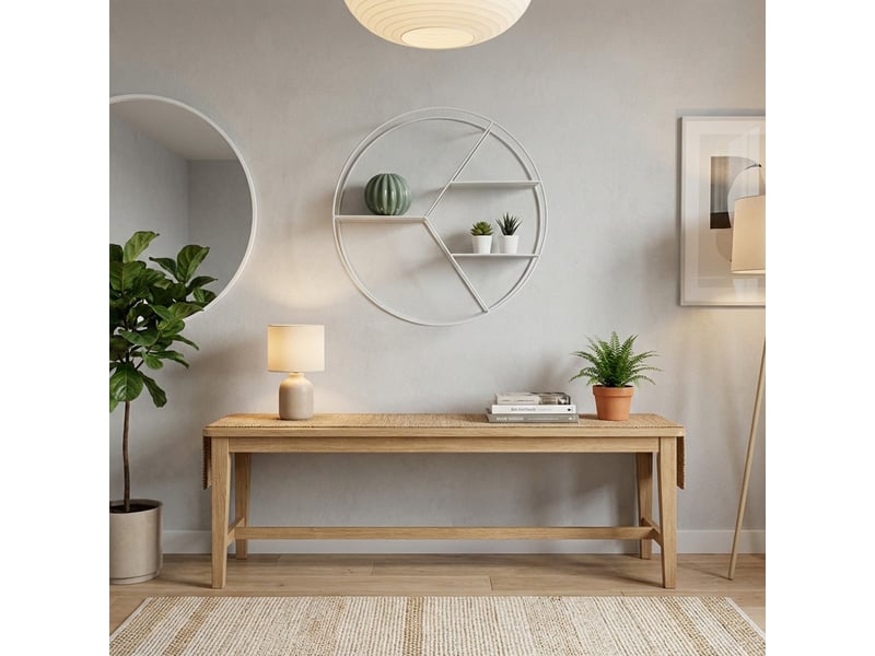 Étagère murale ronde en métal blanc flake  - Conforama B