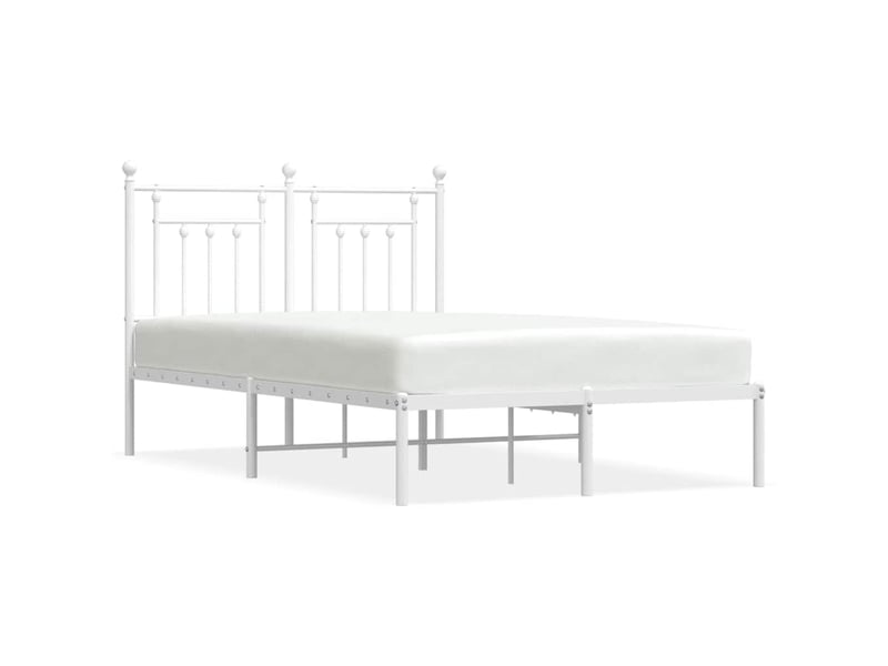  Lit double- lit adulte -  cadre de lit métal sans matelas et tête de lit blanc 120x190 cm  - Conforama A