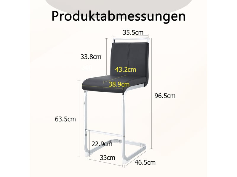  Tabourets de bar lot de 2 avec repose-pieds - lpospi - assise et dossier en pu, pieds métal argenté - noir  - Conforama D
