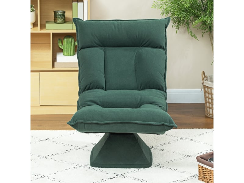 Fauteuil de sol pivotant 360° vert à dossier réglable 5 positions, pliable et rembourré pour lire et jouer - Conforama B