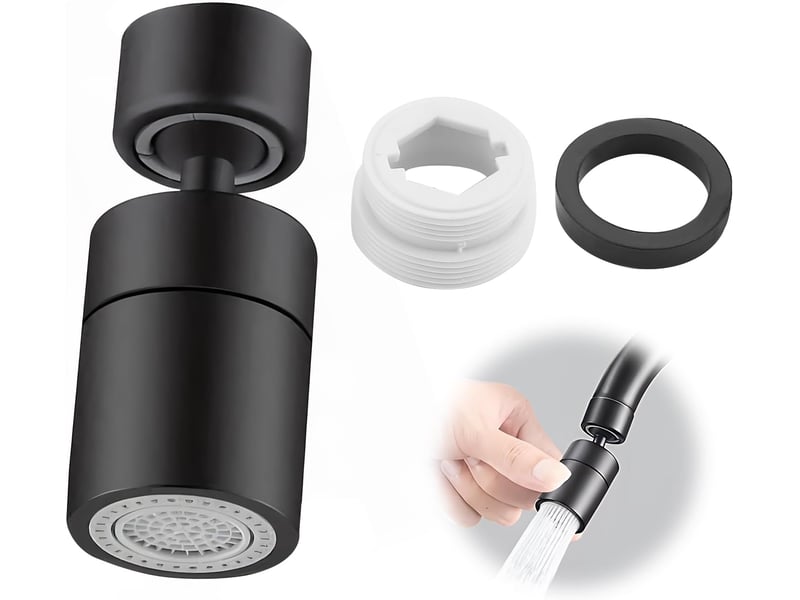  Aérateur raccord pivotant 360° 2 modes, économiseur évier cuisine salle bain noir  - Conforama A
