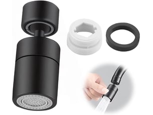 Aérateur raccord pivotant 360° 2 modes, économiseur évier cuisine salle bain noir