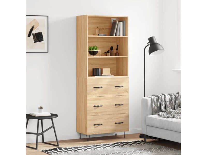  Buffet haut - bahut - meuble de rangement chêne sonoma 69,5x34x180 cm bois d'ingénierie  - Conforama B
