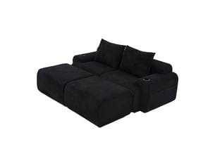 Canapé droit fixe <strong>MERAX</strong> <strong></strong> 2 places Velours côtelé noir