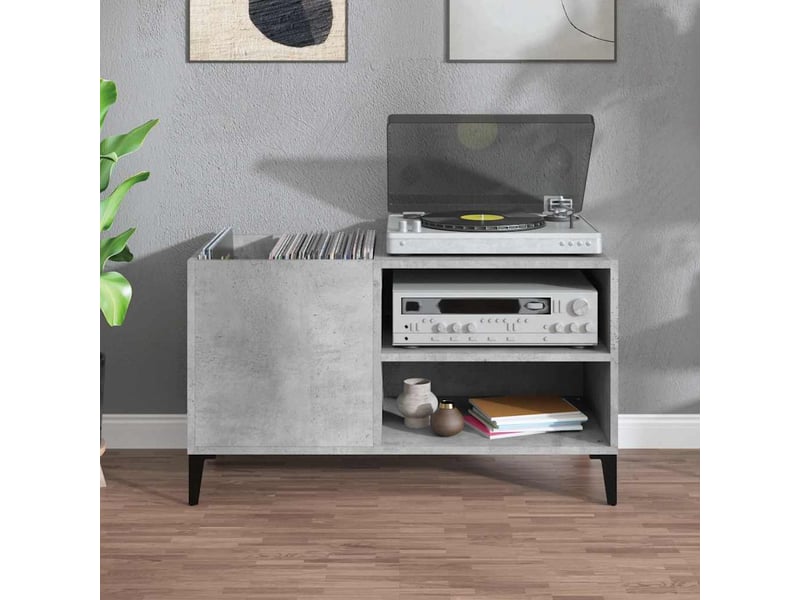  Armoire à disques, armoire de rangement gris béton 84,5x38x48 cm bois d'ingénierie  - Conforama C