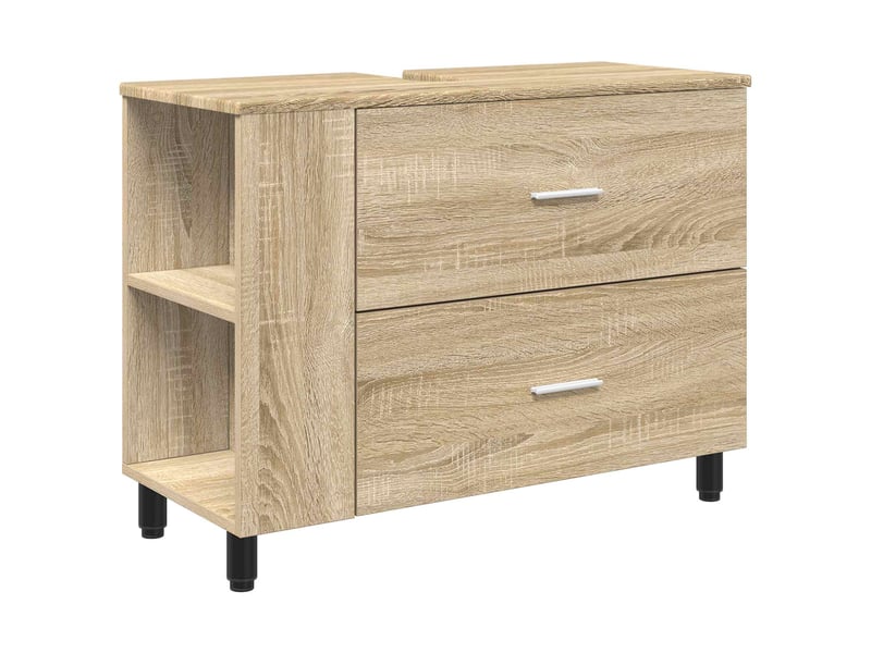  Unité de vanité de salle de bain, meuble de rangement chêne sonoma 80x35x60 cm  - Conforama A