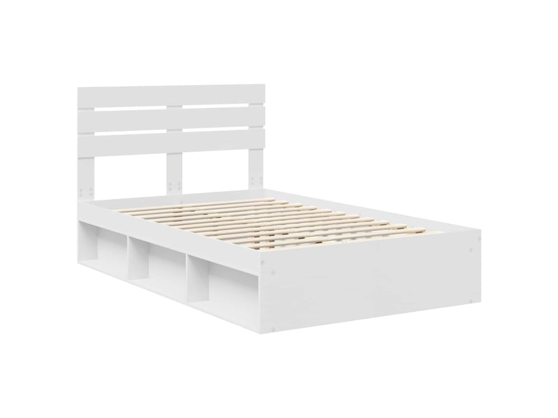 Lit double- lit adulte - cadre de lit avec tête de lit blanc 120 x 190 cm pin massif - Conforama C