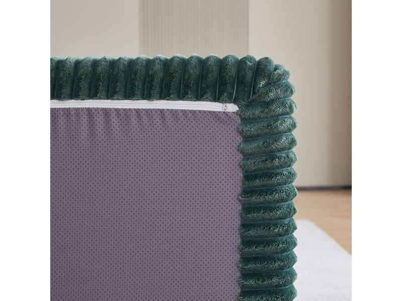 Fauteuil compresse vert avec repose-pieds intégré et rangement, canapé compact salon moderne coussin jetable inclus - Conforama W