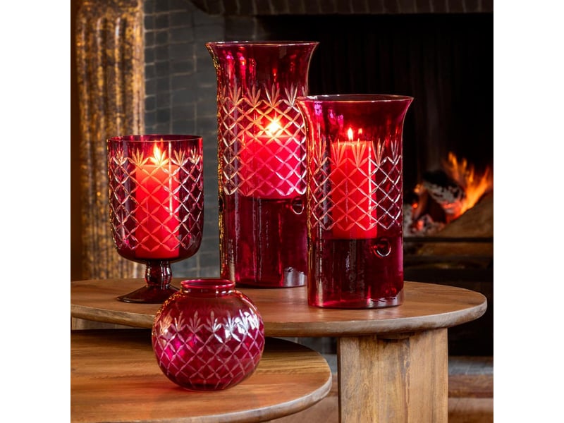  Photophore sur pied en verre vera 26cm rose  - Conforama D