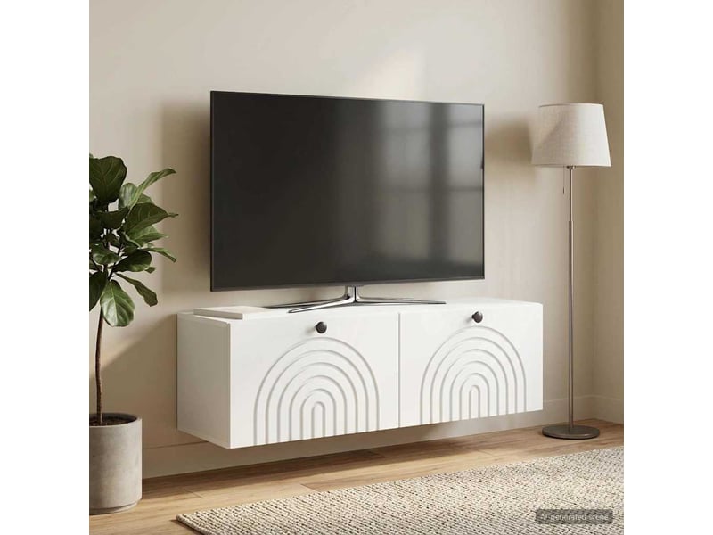  Meuble tv - banc tv - meuble de rangement mural blanc 98 x 31 x 30 cm bois d'ingénierie  - Conforama B