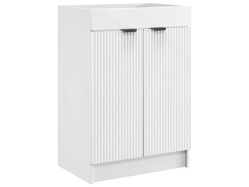  Armoire sous évier de salle de bain, meuble de rangement blanc 56x37.5x81 cm shl1184  - Conforama A