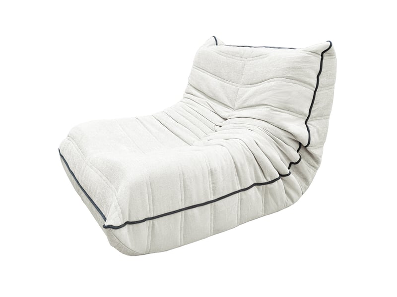  Fauteuil de sol modenvie effet chenille, pouf avec dossier en tissu flanellette blanc 96 x 70 x 64,5 cm  - Conforama A