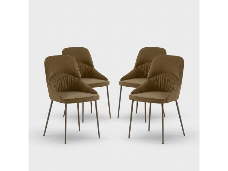  Lot de 4 chaises rembourrées en tissu facile à nettoyer shell - marron  - Conforama A