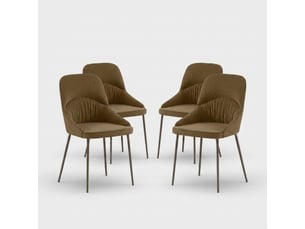 Lot de 4 chaises rembourrées en tissu facile à nettoyer shell - marron