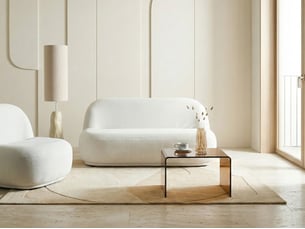 Canapé droit fixe <strong>BELIANI</strong> <strong></strong> 2 places Tissu blanc avec coffre de rangement