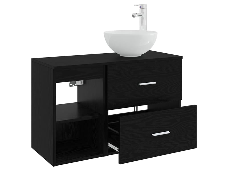  Ensemble de mobilier de salle de bain 2 pc chêne noir cf64106  - Conforama D