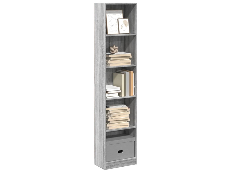 Bibliothèque, meuble de rangement salon sonoma gris 40x24x176 cm bois d'ingénierie - Conforama B