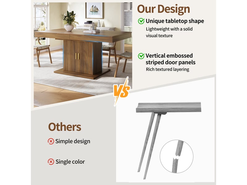  Table à manger, 140x90x75,2 cm, rangement intégré, extensible, en métal, bicolore cao-N620CZ260711D-conf-NEW - Conforama E