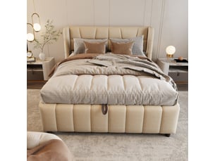 Lit coffre 140x200 cm <strong></strong>  <strong></strong> coloris beige
