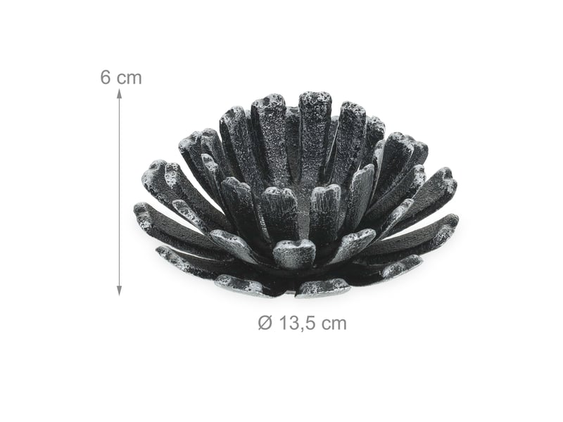  Lot de 2 porte-bougies en forme de fleur extérieur décoration jardin 6 x 13,5 cm en fonte noire 13_0012200  - Conforama B