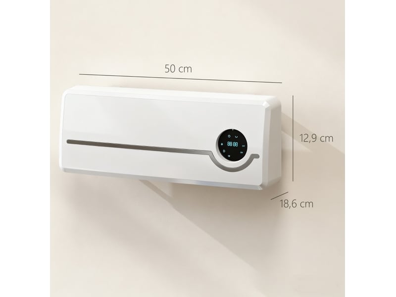  Chauffage soufflant mural en céramique blanc 2000 w avec télécommande et écran led  - Conforama C
