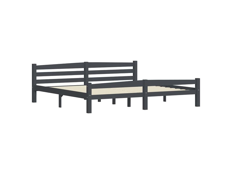  Lit double- lit adulte -  cadre de lit sans matelas gris foncé pin massif 200x200 cm  - Conforama B