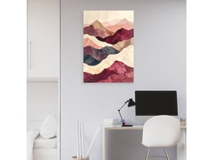 Toile imprimée, montagnes abstraites pastel beige et bordeaux 60x90