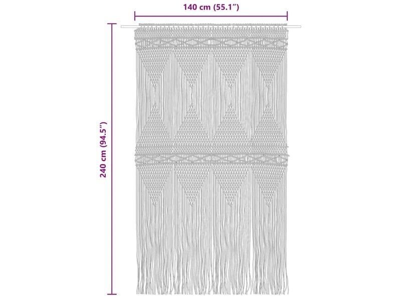  Rideau en macramé, rideau de porte bleu 140x240 cm coton cf43865  - Conforama E