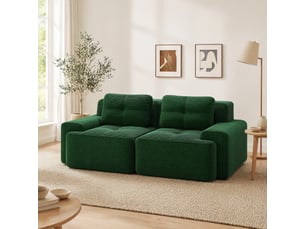 Canapé modulaire 2 places 204x104x69 cm assise profonde, sans montage velours côtelé vert
