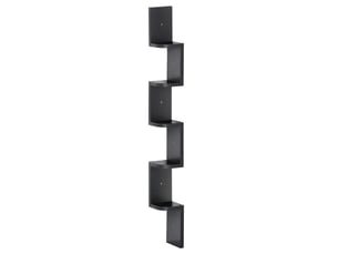 Étagère d'angle murale à 5 niveaux hauteur 120 cm forme de zigzag en bois noire