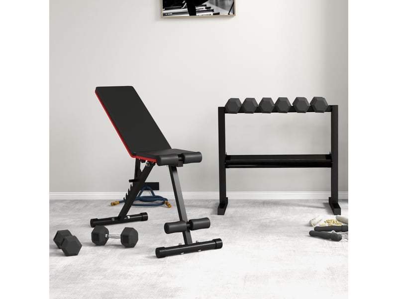 Lot de 2 haltères hexagonaux de 8 kg en métal noir, poignées moletées, pour l'entraînement à domicile - Conforama B
