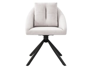 Chaise de salle à manger pivotante en velours beige, assise ergonomique, piètement métal, design moderne