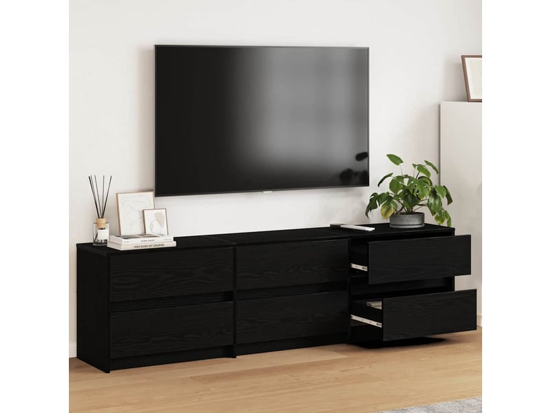 Meuble tv moderne, banc tv 180x34x50 cm chêne noir bois d'ingénierie  - Conforama B