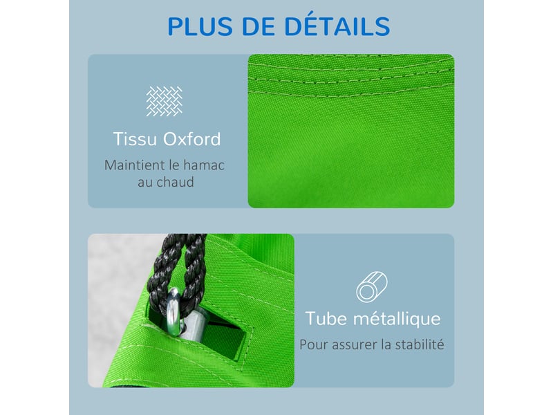  Balançoire nid d'oiseau ronde avec tente amovible ø 100 cm 4 anneaux inclus métal époxy oxford haute densité - vert et bleu  - Conforama W