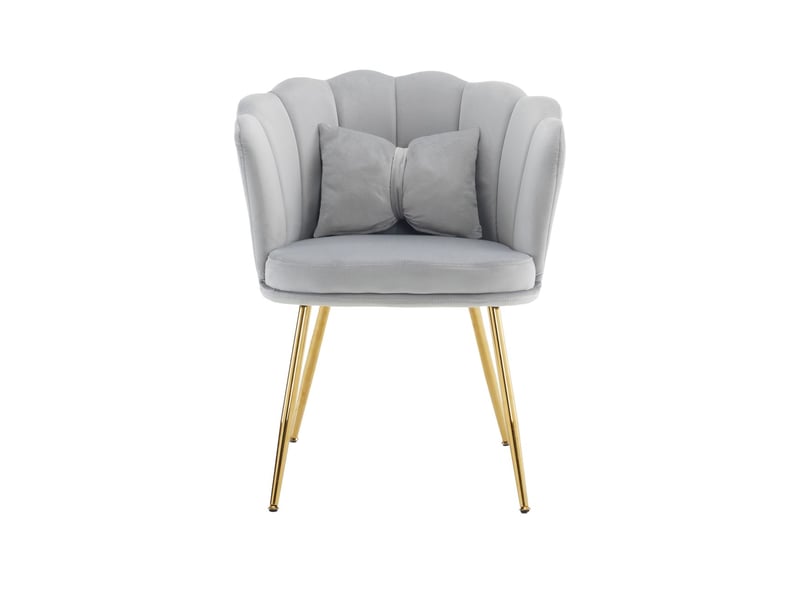 Ensemble 6 chaises en velours 90x50, dossier pétale unique, pieds dorés, coussins papillon  - Conforama A