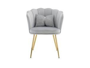 Ensemble 6 chaises en velours 90x50, dossier pétale unique, pieds dorés, coussins papillon