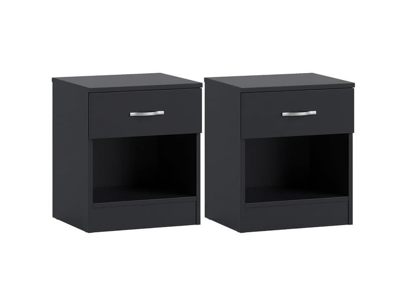  Table de chevet riano, commode de nuit, chambre, 47x40x36cm, set de 2, 1 tiroir, noir 3332392 - Conforama A