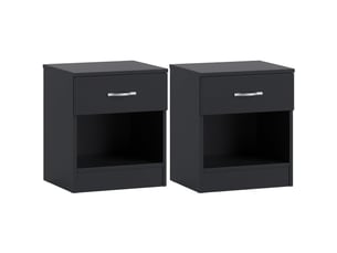 Table de chevet riano, commode de nuit, chambre, 47x40x36cm, set de 2, 1 tiroir, noir