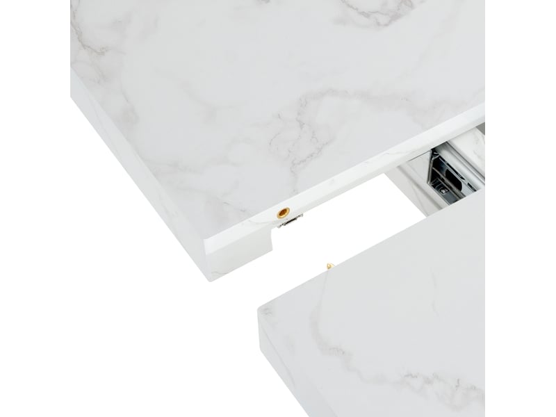 Table à manger rectangulaire extensible 120x160 cm en mdf et métal blanc  - Conforama D