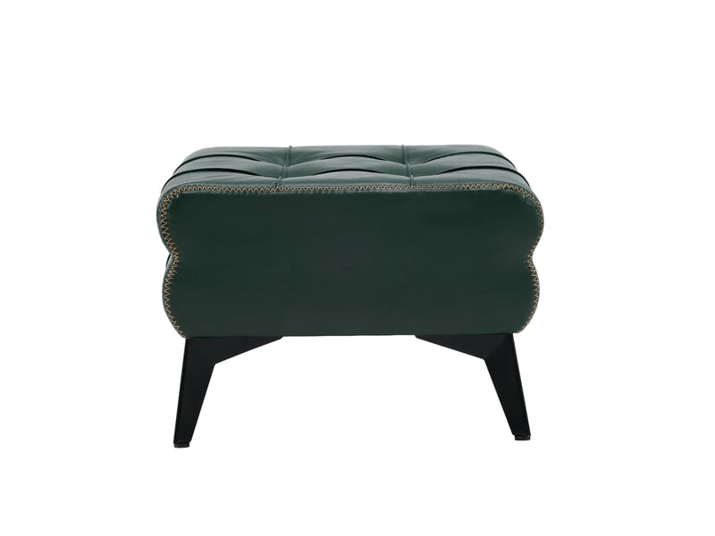  Pouf repose-pieds en similicuir vert, pieds métal, style moderne, multifonctionnel  - Conforama D