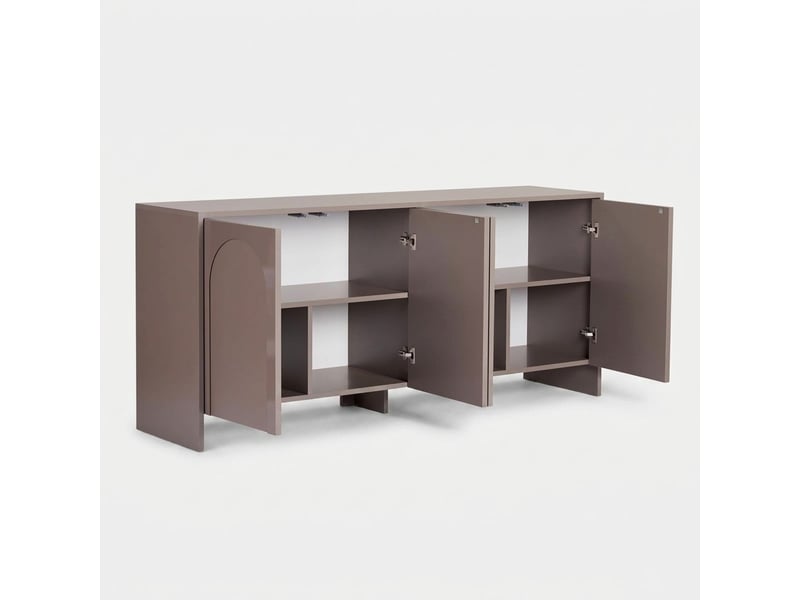 Console tv moderne arlen avec portes et étagères design contemporain - gris tourterelle - Conforama C