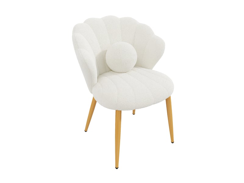  Lot de 2 chaises de salle à manger dossier coquillage 60x62,5x83 cm tissu blanc  - Conforama D