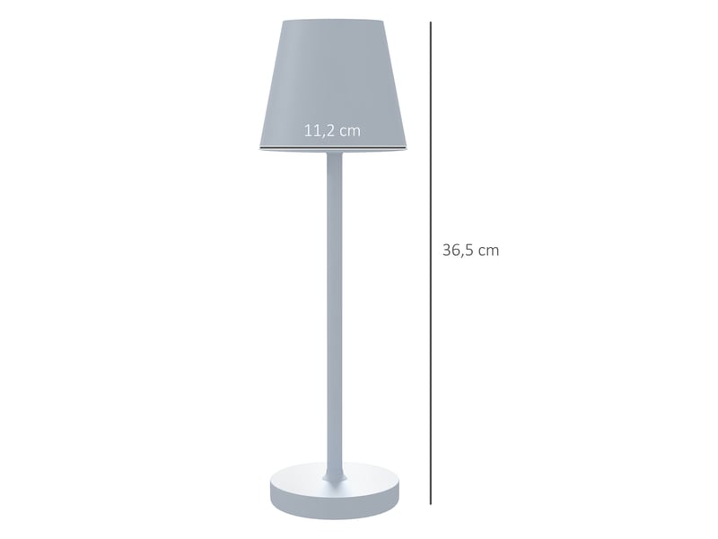  Lampe de chevet led sans fil, lampe de table rechargeable usb-c, 3 couleurs, ø 11,2 x 36,5 cm, grise  - Conforama E
