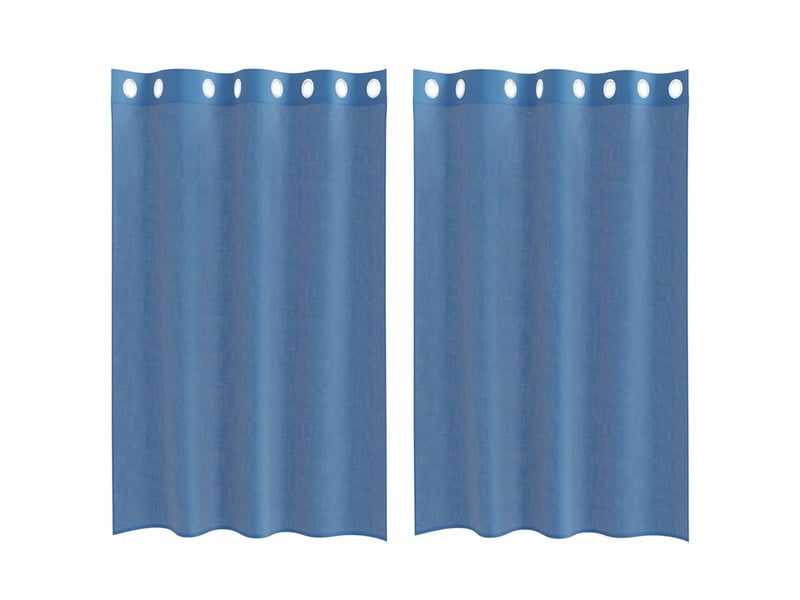 Lot de 2 rideaux en voile, voilages avec œillets bleu royal cf44350 - Conforama A